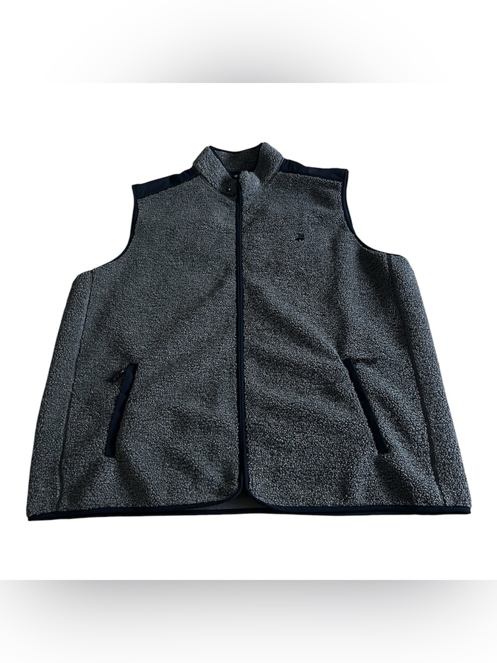 Brooks Brothers Vest Mens 4XLT 4XL Tall Grey Fleece Full Zip Zip Pockets Logo